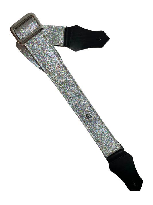 CLEARANCE Get'm Get'm Gorgi Glitter Silver Hologram Guitar & Bass Strap